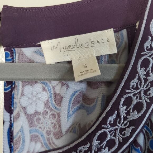 Magnolia Grace Sleeveless Retro Blue Purple Floral Paisley Jumpsuit, Size Small - Picture 6 of 8